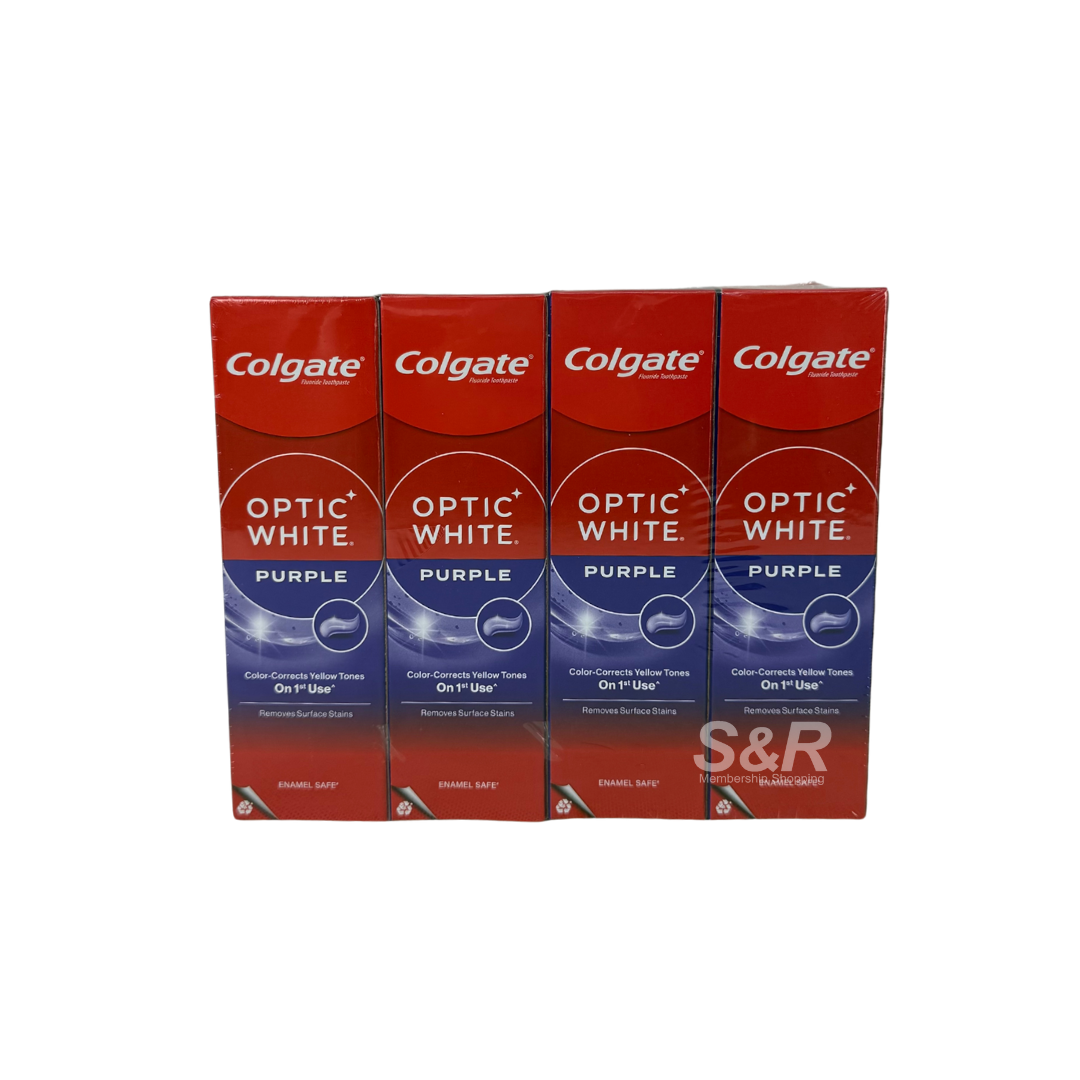 Colgate Optic White Purple Toothpaste for Whitening 4 x 100g
